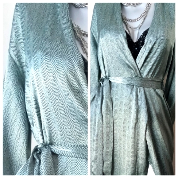 Jones New York Silky Herringbone Print Matching Belt Authentic Wrap Dress - Picture 9 of 12